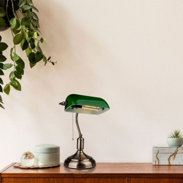 LAMPADA DA TAVOLO VINTAGE CON PORTALAMPADA PER LAMPADINE E27 VERDE  in Vetro Colore Verde
