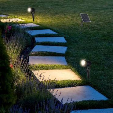2 LAMPADE LED COB DA GIARDINO 2X1,2W IP65 DA INTERRAMENTO CON PANNELLO SOLARE COLORE NERO