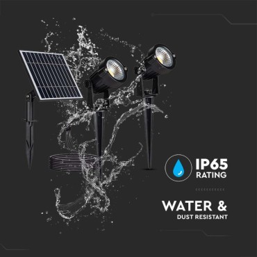 2 LAMPADE LED COB DA GIARDINO 2X1,2W IP65 DA INTERRAMENTO CON PANNELLO SOLARE COLORE NERO
