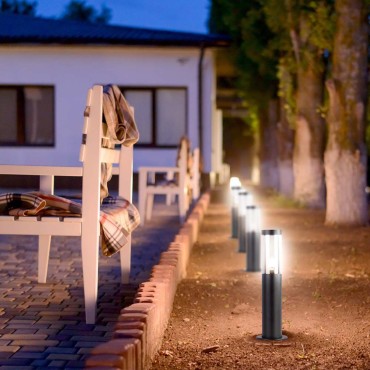 Piantana LED da Giardino 45cm di angolo  con Portalampada E27 Vetro FumE Colore Nero IP44 V-TAC