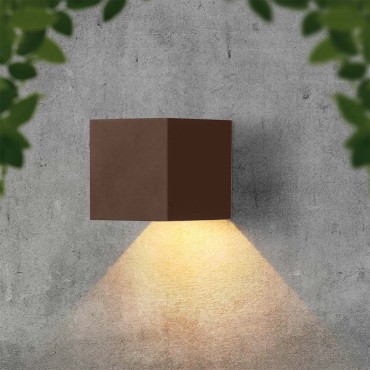 Lampada LED Applique led da Giardino con Pannello solare e Sensore 9W Colore Corten LUCE CALDA O LUCE NATURALE