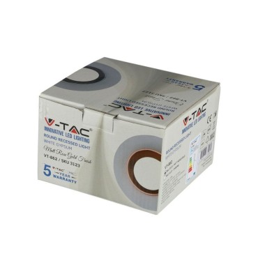 V-TAC VT-862-MRP Portafaretto LED da Incasso Rotondo GU10 e GU5.3 (MR16) Corpo in Gesso Bianco e Metallo Rosa Dorato - SKU 3123