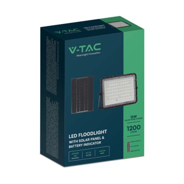 Faro LED con Telecomando e Pannello Solare 15W Batteria sostituibile Cavo da 3m Colore Nero 6400KVT-120W
