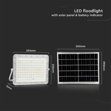 FARO LED FLOODLIGHT VT-180W 20W IP65 COLORE BIANCO CON PANNELLO SOLARE E TELECOMANDO