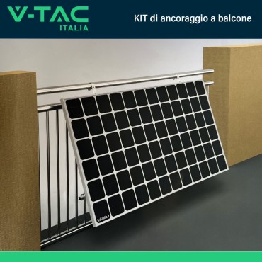 V-TAC KIT di Montaggio da Balcone per Pannello Solare Fotovoltaico Inclinazione Regolabile SKU 11587