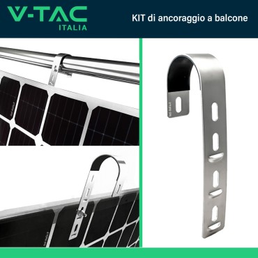 V-TAC KIT di Montaggio da Balcone per Pannello Solare Fotovoltaico Inclinazione Regolabile SKU 11587