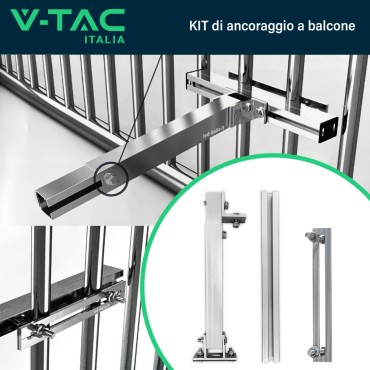 V-TAC KIT di Montaggio da Balcone per Pannello Solare Fotovoltaico Inclinazione Regolabile SKU 11587