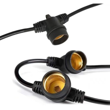 Catena Stringa luminosa 10 metri prolungabile 10 Lampade LED e27 luce Calda IP65
