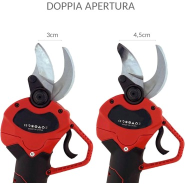 Forbice da potatura Cesoia elettrica 2 Batterie litio 96V 2.0Ah doppio Taglio 3cm/4,5cm con valigia