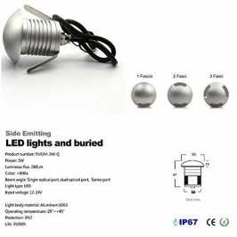 3W Faretto Incasso LED 12V-24V Segnapasso Carrabile 3 Fascio Luce Esterno IP67