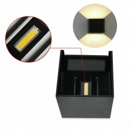 12W Lampada COB LED Cubo Applique Parete 220V Luce Biemissione nera o bianca  100lm/W Regolabile IP65