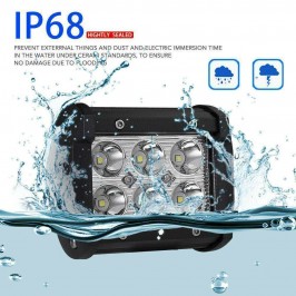 Faretto 18W 6 LED 12V per Auto Jeep Barca Luce 6000K Faro Universale IP68
