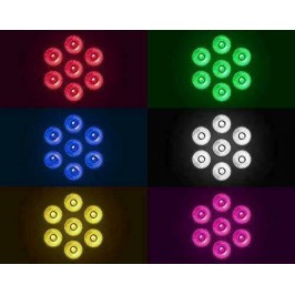 Faro Strobo RGB DJ Faretto 7 LED X 10W testa rotante 360° Colori Eeffetto Disco