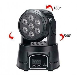 Faro Strobo RGB DJ Faretto 7 LED X 10W testa rotante 360° Colori Eeffetto Disco