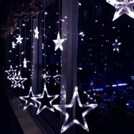CATENA STELLE  TENDA LUMINOSA DI NATALE LUCI NATALIZIE LED LUCE RGB BIANCO CALDO BIANCO FREDDO STELLA ADDOBBI