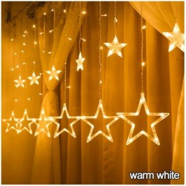 CATENA STELLE  TENDA LUMINOSA DI NATALE LUCI NATALIZIE LED LUCE RGB BIANCO CALDO BIANCO FREDDO STELLA ADDOBBI