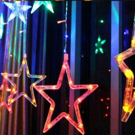 CATENA STELLE  TENDA LUMINOSA DI NATALE LUCI NATALIZIE LED LUCE RGB BIANCO CALDO BIANCO FREDDO STELLA ADDOBBI