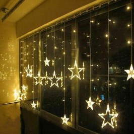 CATENA STELLE  TENDA LUMINOSA DI NATALE LUCI NATALIZIE LED LUCE RGB BIANCO CALDO BIANCO FREDDO STELLA ADDOBBI