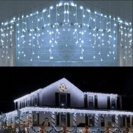 TENDA CASCATA LUMINOSA DA ESTERNO  LUCI DI NATALE 100 LED 3 METRI LUCE BIANCO FREDDO BIANCO CALDO