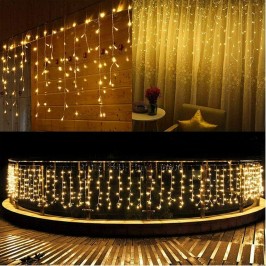 TENDA CASCATA LUMINOSA DA ESTERNO  LUCI DI NATALE 100 LED 3 METRI LUCE BIANCO FREDDO BIANCO CALDO
