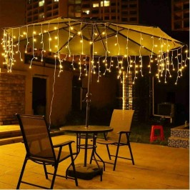 TENDA CASCATA LUMINOSA DA ESTERNO  LUCI DI NATALE 100 LED 3 METRI LUCE BIANCO FREDDO BIANCO CALDO