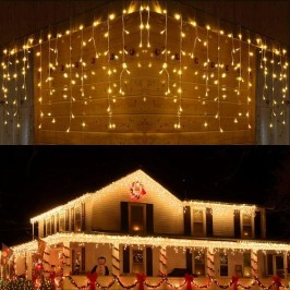 TENDA CASCATA LUMINOSA DA ESTERNO  LUCI DI NATALE 100 LED 3 METRI LUCE BIANCO FREDDO BIANCO CALDO