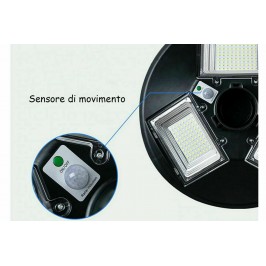 LAMPIONE SOLARE LED 150W 200W 300W CREPUSCOLARE IP66 LUCE FREDDA TELECOMANDO