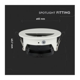 V-TAC VT-884 PORTAFARETTO ORIENTABILE ROTONDO SEMICERCHIO DA INCASSO PER LAMPADINE GU10 E GU5.3 COLORE BIANCO - SKU 8599