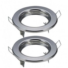 V-TAC VT-778 2 PORTAFARETTI FISSI ROTONDI cromato lucido DA INCASSO PER LAMPADINE GU10 E GU5.3