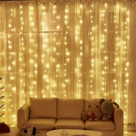 TENDA LUMINOSA 3X3 MT LUCI DI NATALE PER INTERNI BIANCO CALDO O BIANCO FREDDO
