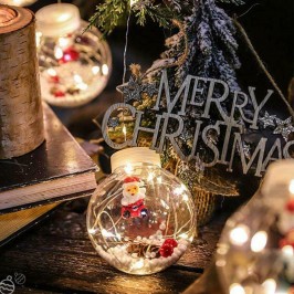 LUCI DI NATALE SFERE BABBO NATALE TENDA NATALIZIA LUMINOSA LED 3MT 10 PALLE BIANCO CALDO