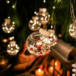 LUCI DI NATALE SFERE BABBO NATALE TENDA NATALIZIA LUMINOSA LED 3MT 10 PALLE BIANCO CALDO