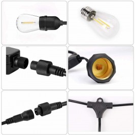 Catena Stringa luminosa 10 metri prolungabile 10 Lampade LED e27 luce Calda IP65