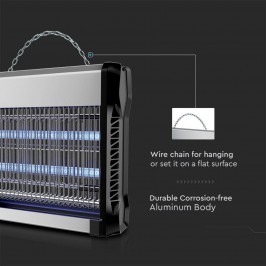 V-TAC VT-3220 ZANZARIERA ELETTRICA INSECT KILLER LAMPADA UV 20W LUCE BLU ATTIRA ED ELIMINA INSETTI - SKU 11180