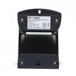 V-TAC VT-767-2 LAMPADA NERO DA MURO LED 1,5W CON PANNELLO SOLARE E SENSORE - SKU 8277-2